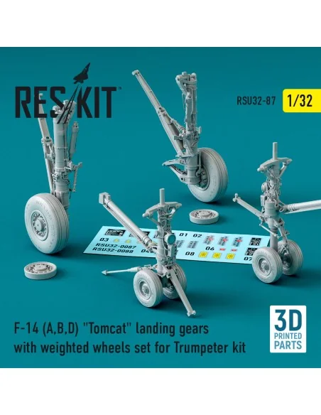 F-14 (A, B, D) Tomcat landing gears with weighted wheels set for Tr...