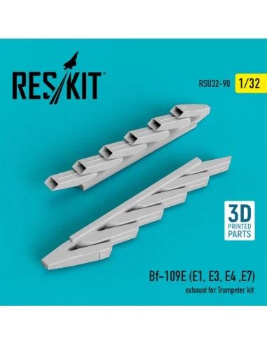 Bf-109E (E1, E3, E4, E7) exhaust for Trumpeter kit (3D Printed), 1/...
