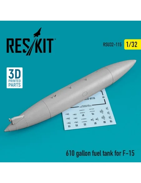 610 gallon fuel tank for F-15 (1 pcs) (3D Printed), 1/32 - ResKit M...