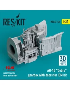 AH-1G Cobra gearbox with doors for ICM kit (3D Printed), 1/32 - Res...