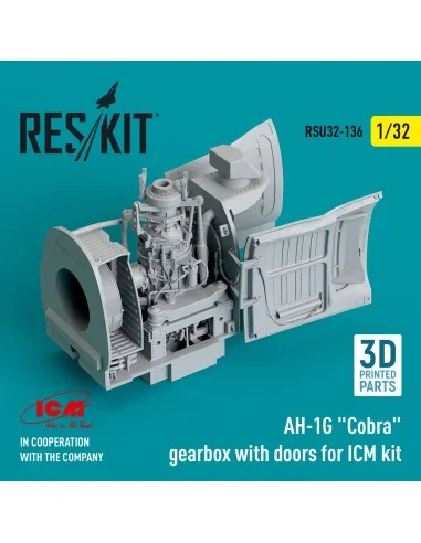 AH-1G Cobra gearbox with doors for ICM kit (3D Printed), 1/32 - Res...