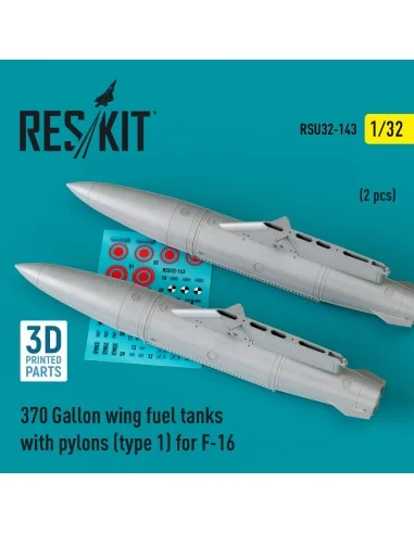 370 Gallon wing fuel tanks with pylons (type 1) for F-16 (A/B/C/D/E...