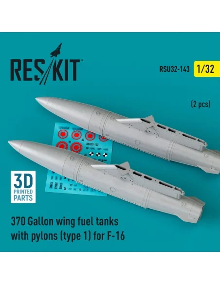 370 Gallon wing fuel tanks with pylons (type 1) for F-16 (A/B/C/D/E...