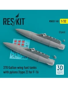 370 Gallon wing fuel tanks with pylons (type 2) for F-16 (A/B/C/D/E...