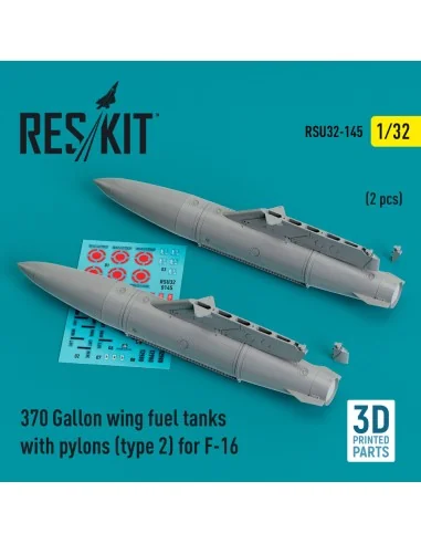 370 Gallon wing fuel tanks with pylons (type 2) for F-16 (A/B/C/D/E...