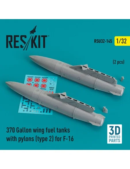 370 Gallon wing fuel tanks with pylons (type 2) for F-16 (A/B/C/D/E...