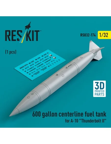 600 gallon centerline fuel tank for A-10 Thunderbolt II (1 pcs) (3D...