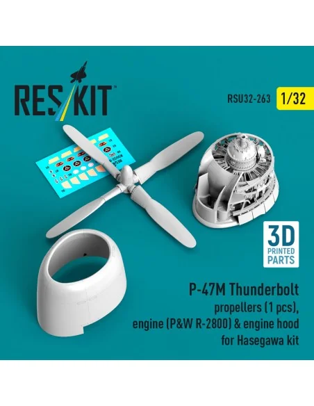 P-47M Thunderbolt propeller (1 pcs), engine (P&W R-2800) & engine h...