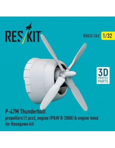 P-47M Thunderbolt propeller (1 pcs), engine (P&W R-2800) & engine h...