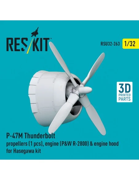 P-47M Thunderbolt propeller (1 pcs), engine (P&W R-2800) & engine h...