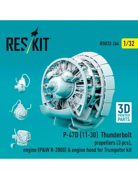 P-47D (11-30) Thunderbolt propellers (3 pcs), engine (P&W R-2800) &...