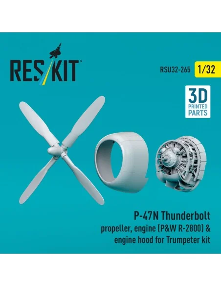 P-47N Thunderbolt propeller, engine (P&W R-2800) & engine hood (3D ...