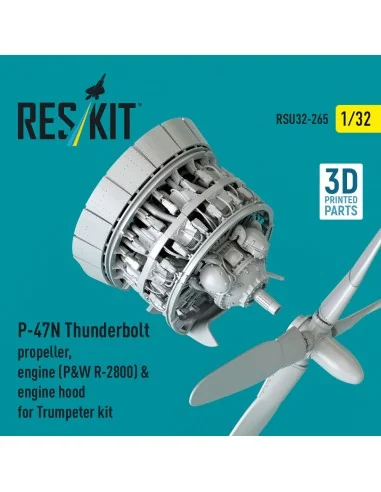 P-47N Thunderbolt propeller, engine (P&W R-2800) & engine hood (3D ...