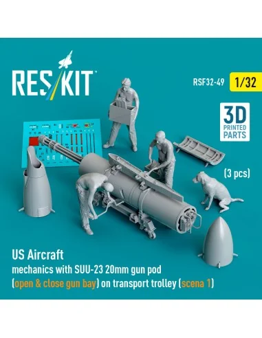US Aircraft mechanics with SUU-23 20mm gun pod (open & close gun ba...