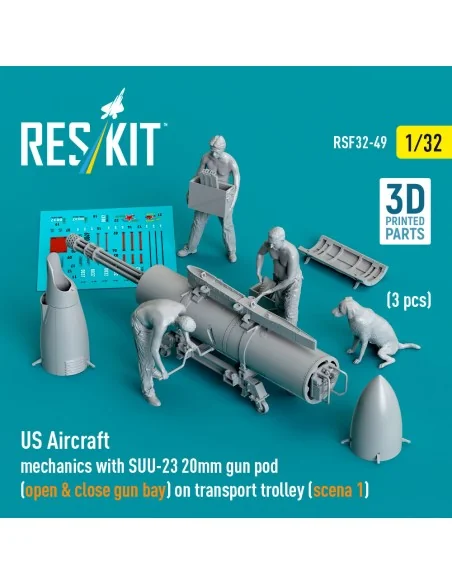 US Aircraft mechanics with SUU-23 20mm gun pod (open & close gun ba...