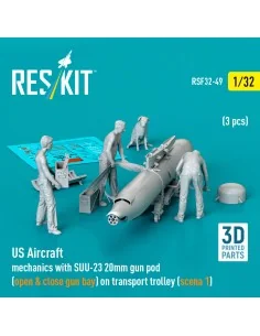 US Aircraft mechanics with SUU-23 20mm gun pod (open & close gun ba... 2