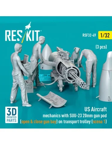 US Aircraft mechanics with SUU-23 20mm gun pod (open & close gun ba...