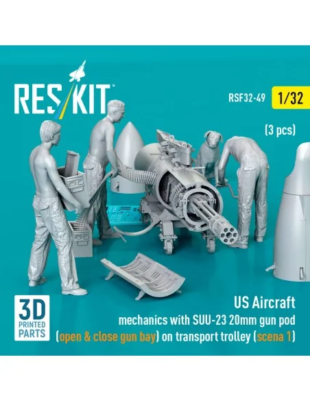 US Aircraft mechanics with SUU-23 20mm gun pod (open & close gun ba...