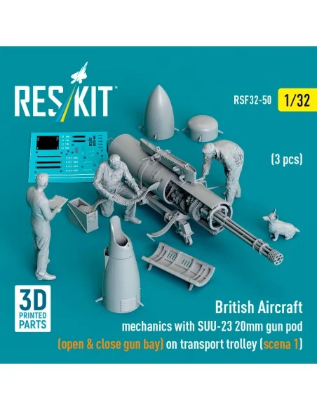 British Aircraft mechanics with SUU-23 20mm gun pod (open & close g...
