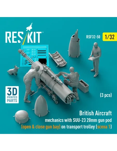 British Aircraft mechanics with SUU-23 20mm gun pod (open & close g...