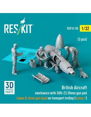 British Aircraft mechanics with SUU-23 20mm gun pod (open & close g...
