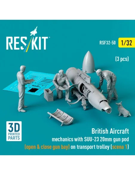 British Aircraft mechanics with SUU-23 20mm gun pod (open & close g...