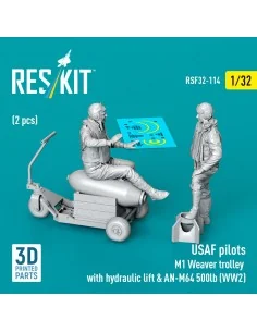 USAF pilots (2 pcs) & M1 Weaver trolley with hydraulic lift & AN-M6...