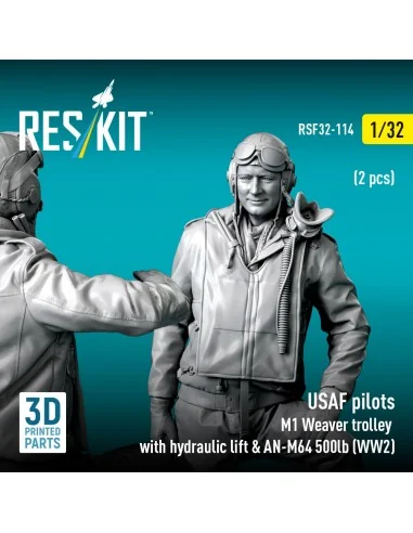 USAF pilots (2 pcs) & M1 Weaver trolley with hydraulic lift & AN-M6...