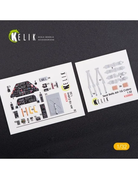 AH-1G Cobra interior 3D decals for ICM kit, 1/32 - Kelik K32003
