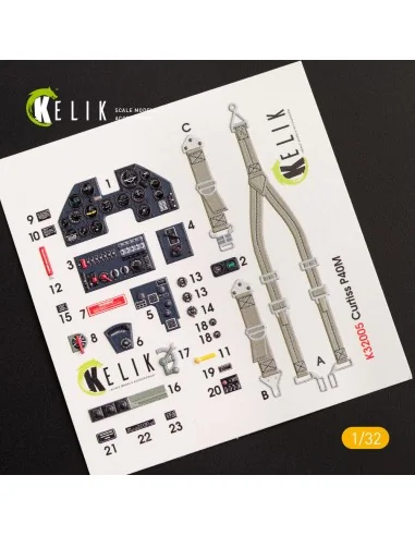 P-40M interior 3D decals for Trumpeter kit, 1/32 - Kelik K32005