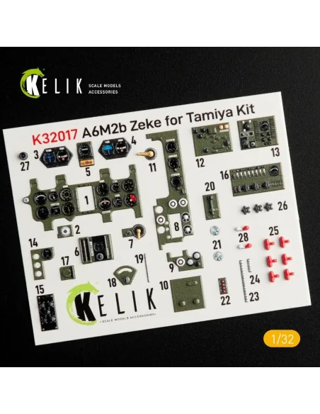 A6M2B Zeke - Interior 3D Decal for Tamiya kit, 1/32 - Kelik K32017
