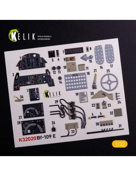BF-109 E - Interior 3D Decal with 3D printed parts for Trumpeter ki...