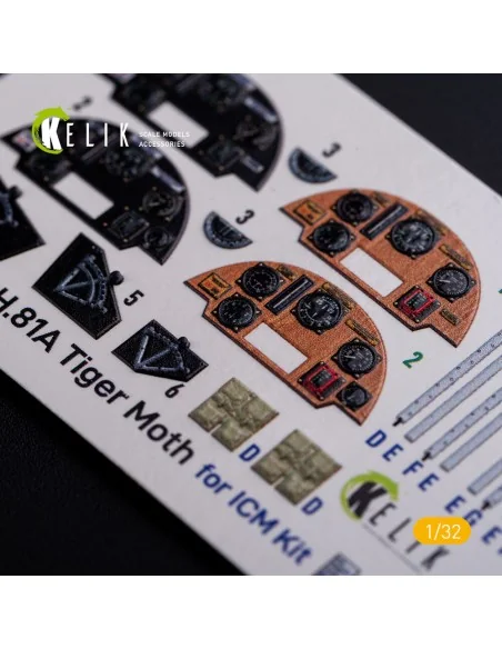 DH.81A Tiger Moth - Interior 3D Decal for ICM kit, 1/32 - Kelik K32021