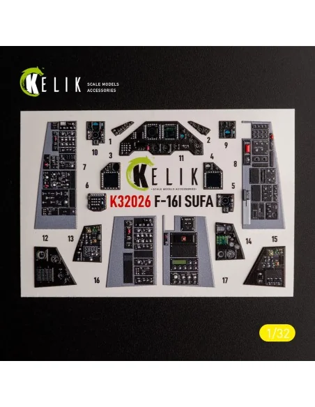 F-16I Sufa - interior 3D decals for Academy kit, 1/32 - Kelik K32026
