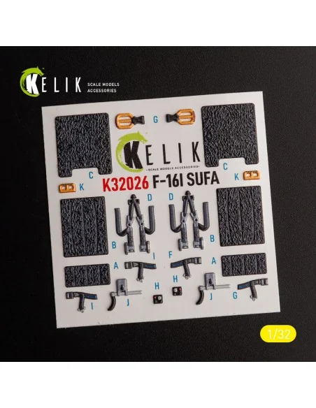 F-16I Sufa - interior 3D decals for Academy kit, 1/32 - Kelik K32026