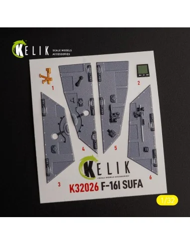 F-16I Sufa - interior 3D decals for Academy kit, 1/32 - Kelik K32026