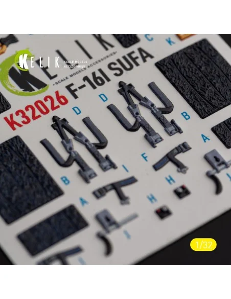 F-16I Sufa - interior 3D decals for Academy kit, 1/32 - Kelik K32026