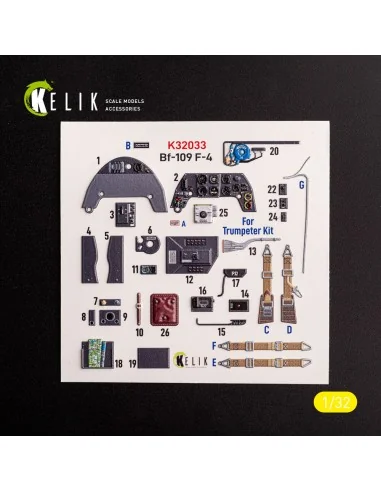 BF-109 F-4 - interior 3D decals for Trumpeter kit, 1/32 - Kelik K32033