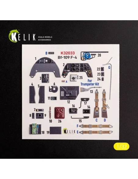 BF-109 F-4 - interior 3D decals for Trumpeter kit, 1/32 - Kelik K32033