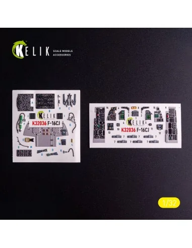 F-16CJ - interior 3D decals for Tamiya kit, 1/32 - Kelik K32036