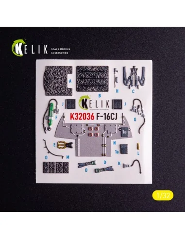 F-16CJ - interior 3D decals for Tamiya kit, 1/32 - Kelik K32036