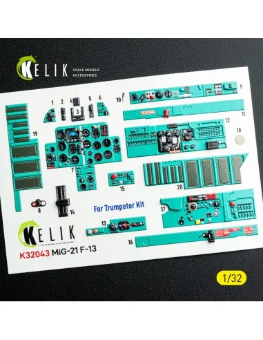 MiG-21 F-13 - interior 3D decals for Trumpeter kit, 1/32 - Kelik K3...