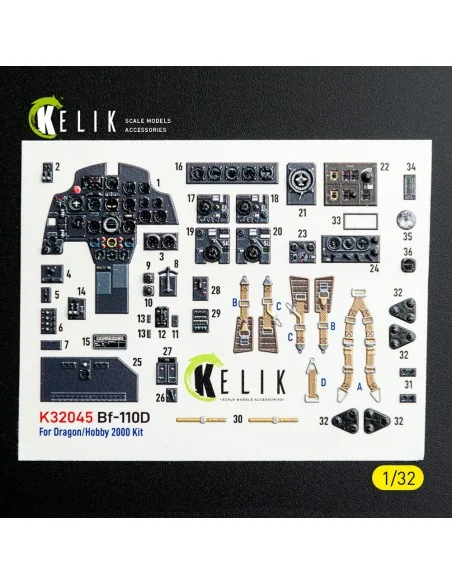 [NO_DESC] Bf-110D - interior 3D decals for Dragon/Hobby 2000 kit, 1...