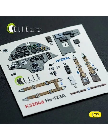 Hs-123A-1 - interior 3D decals for ICM kit, 1/32 - Kelik K32046