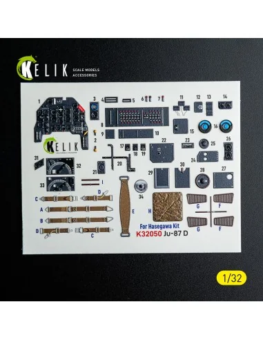 [NO_DESC] Ju-87D - interior 3D decals for Hasegawa kit, 1/32 - Keli...