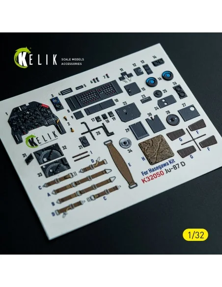 Ju-87D - interior 3D decals for Hasegawa kit, 1/32 - Kelik K32050