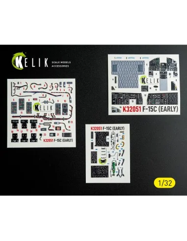 F-15C (early) - interior 3D decals for Tamiya kit, 1/32 - Kelik K32051