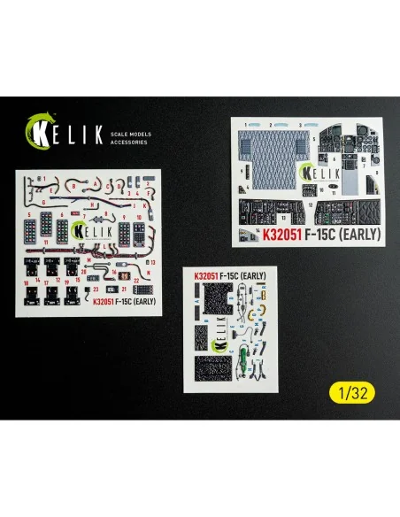F-15C (early) - interior 3D decals for Tamiya kit, 1/32 - Kelik K32051
