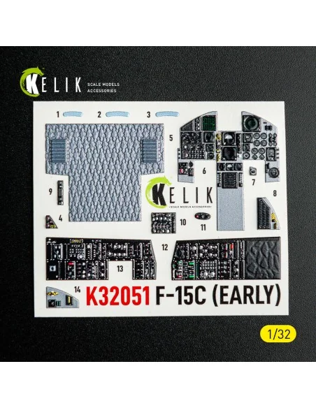 F-15C (early) - interior 3D decals for Tamiya kit, 1/32 - Kelik K32051
