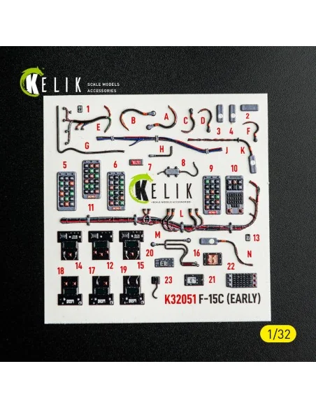 F-15C (early) - interior 3D decals for Tamiya kit, 1/32 - Kelik K32051